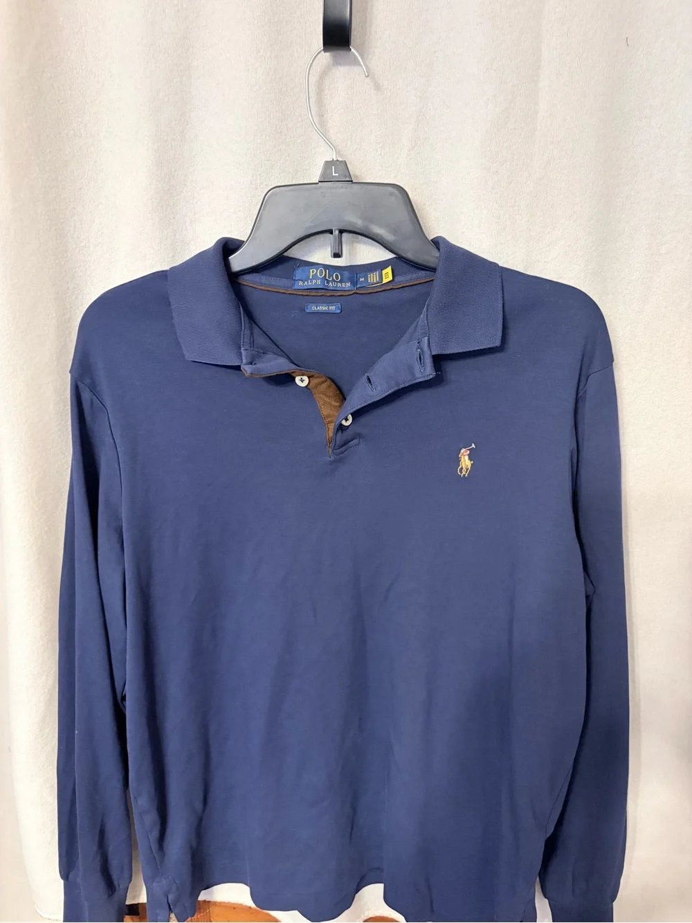 Ralph Lauren Long-Sleeve Polo Shirt in Navy with Contrast Placket